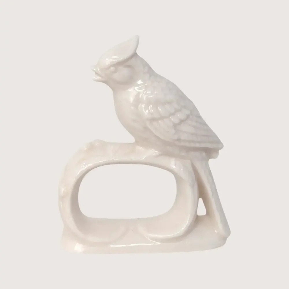 1960s Ardalt Japan White Cardinal Napkin Rings Set of 8
